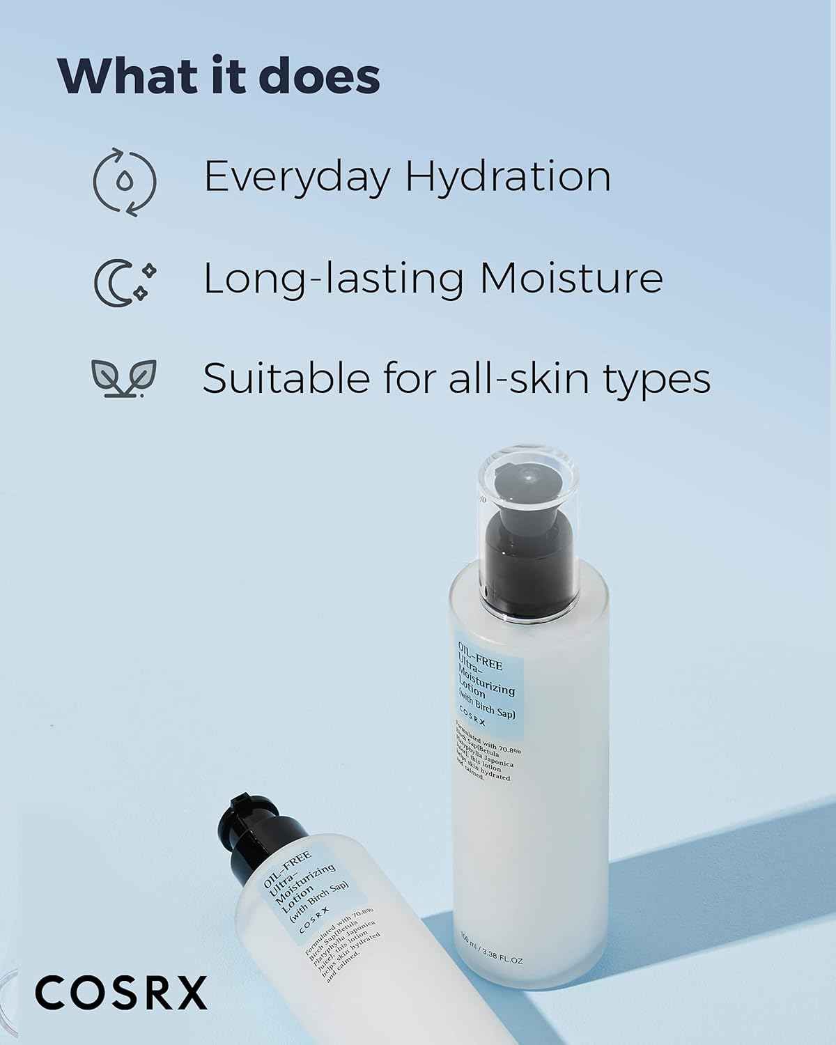 COSRX Oil Free Lotion with Birch Sap – Calming Nighttime Moisturizer for Oily Skin and Pre-Sleep Self-Care Rituals