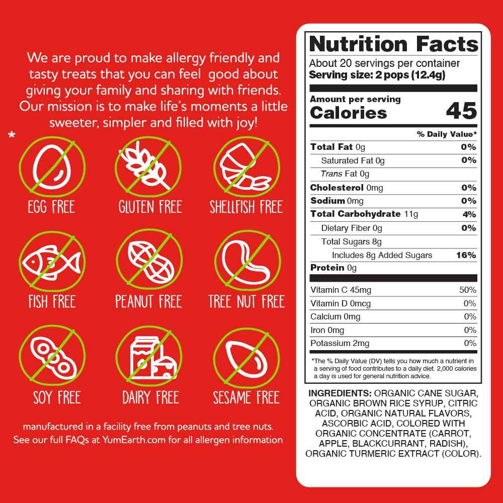 YumEarth Organic Lollipops - Peanut and Tree Nut Free Sweets Made in Dedicated Facility, Variety Pack