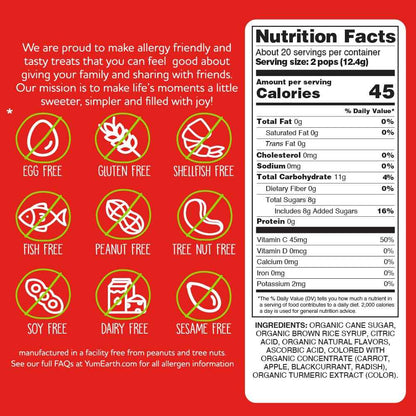 YumEarth Organic Lollipops - Peanut and Tree Nut Free Sweets Made in Dedicated Facility, Variety Pack