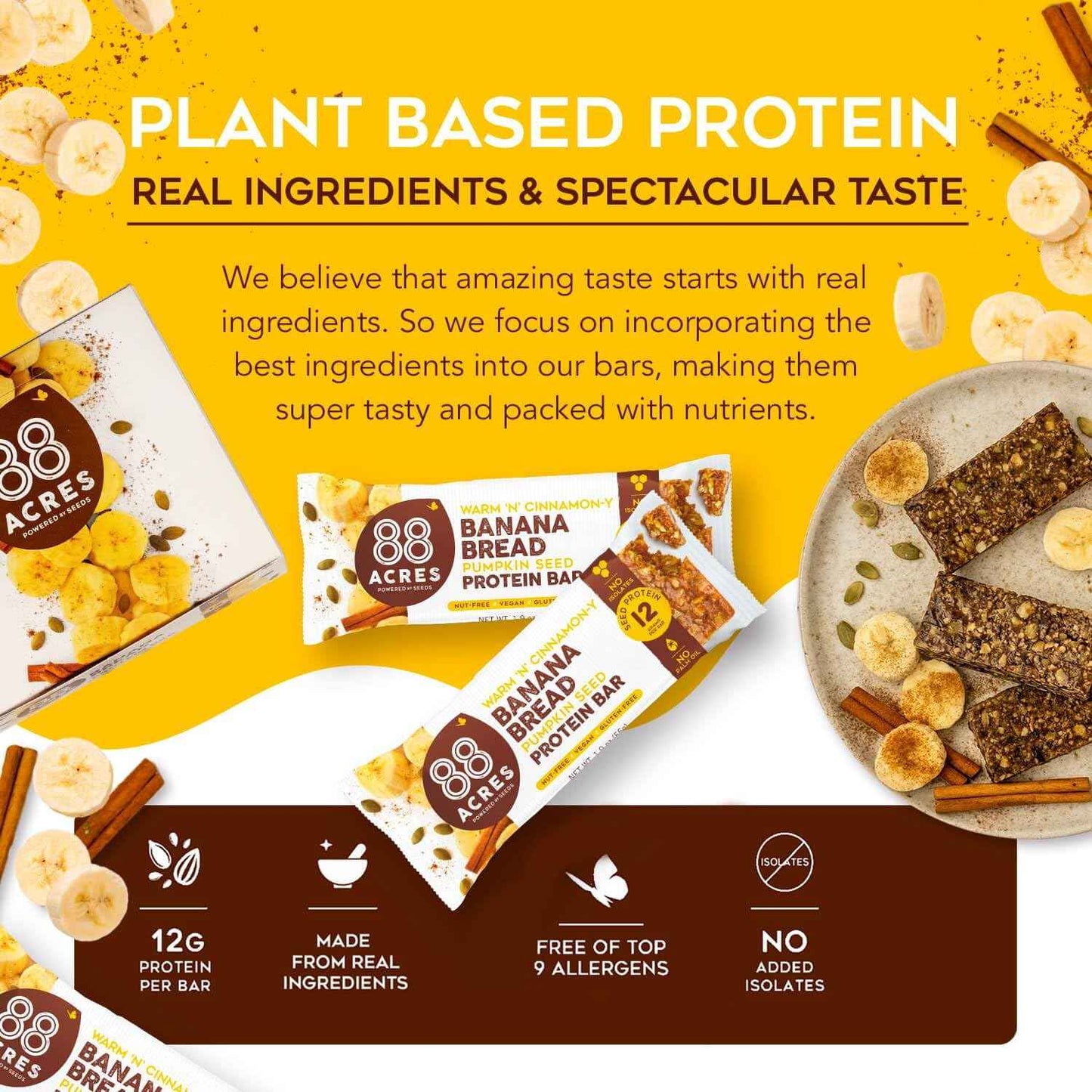 88 ACRES Banana Bread Seed Protein Bar – Thoughtful Allergy-Safe Gift for Health-Conscious Friends