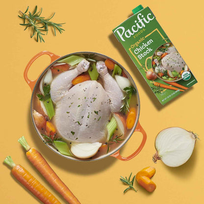 Pacific Foods Organic Unsalted Chicken Stock, 32 oz Carton – Single-Carton Multi-Use Liquid for Streamlined Kitchens