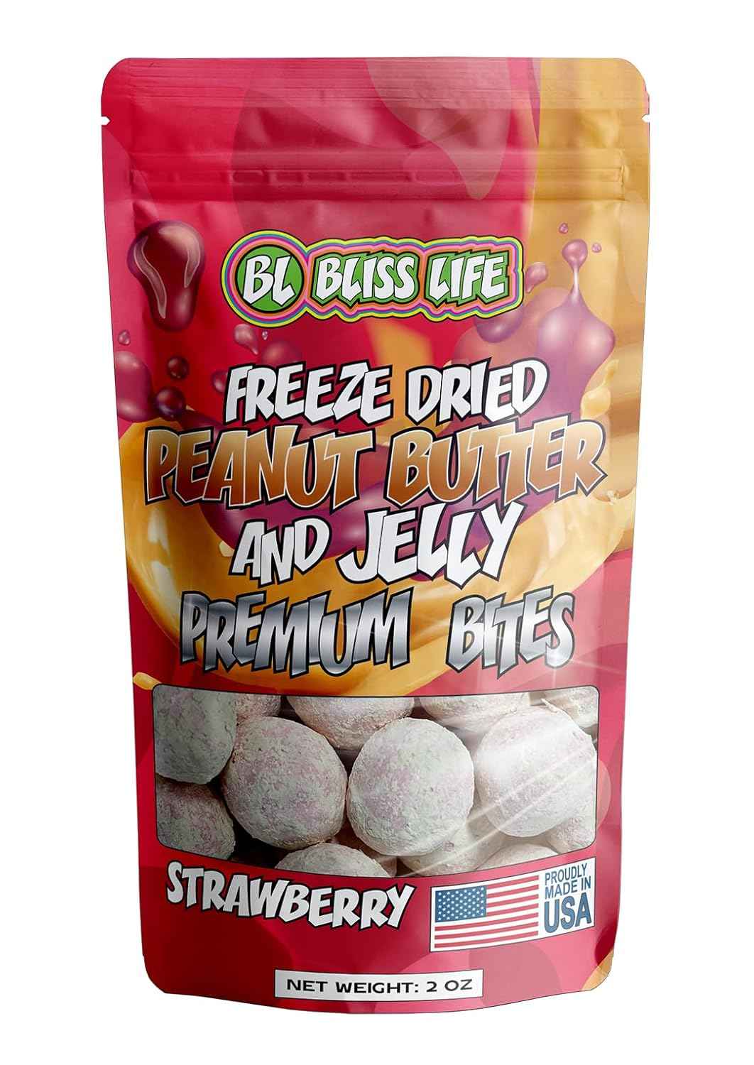 Freeze Dried PB&J Grape Candy – Lunchbox Snack for Kids, Crunchy Sweet Treat That Melts in Your Mouth 2oz