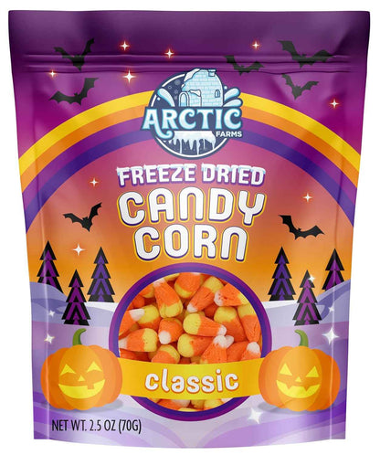 Arctic Farms Freeze Dried Candy Corn Heat Stable No Melt Treat for Patio Parties and Outdoor Halloween Gatherings