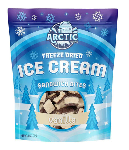Arctic Farms Freeze Dried Ice Cream Bites - Heat-Stable Camp Snack That Won't Melt in Your Pack, 1.1oz Vanilla