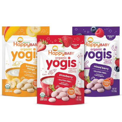 Happy Baby Organics Yogis – USDA Organic Freeze-Dried Yogurt Snack for Clean-Label Families, 1 oz Variety Pack