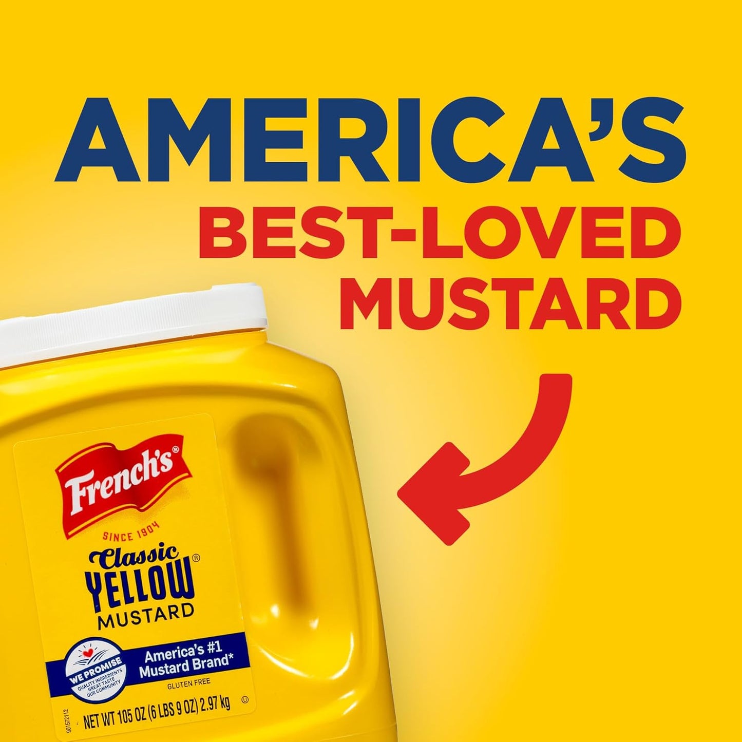 French's Classic Yellow Mustard, 105 oz – Allergen-Free Family Mustard for School Lunches and Allergy-Safe Home Cooking