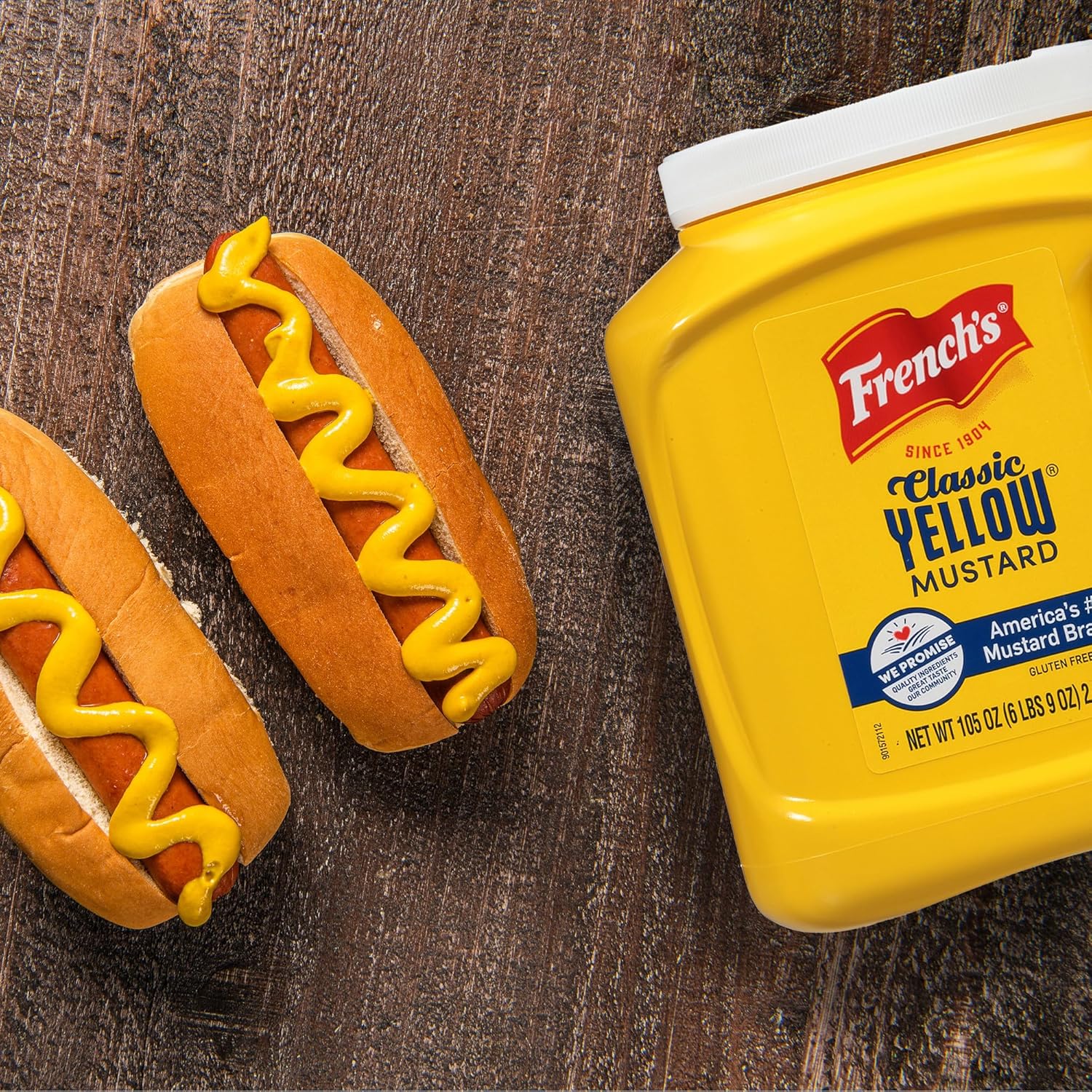 French's Classic Yellow Mustard, 105 oz – Allergen-Free Family Mustard for School Lunches and Allergy-Safe Home Cooking