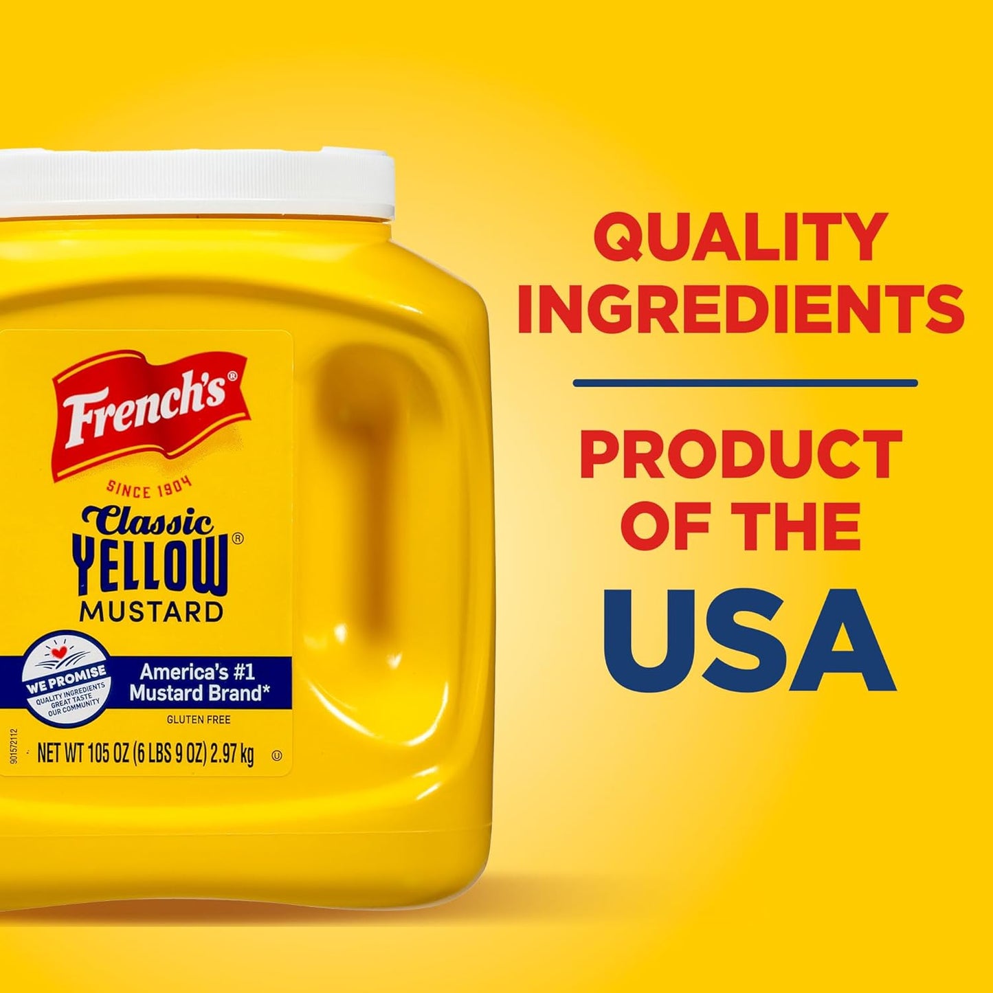 French's Classic Yellow Mustard, 105 oz – Allergen-Free Family Mustard for School Lunches and Allergy-Safe Home Cooking