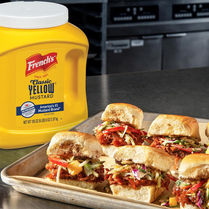 French's Classic Yellow Mustard, 105 oz – Allergen-Free Family Mustard for School Lunches and Allergy-Safe Home Cooking