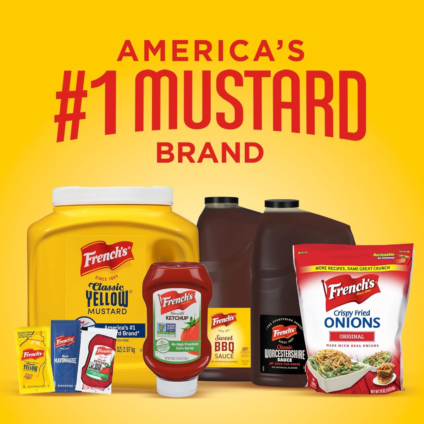French's Classic Yellow Mustard, 105 oz – Allergen-Free Family Mustard for School Lunches and Allergy-Safe Home Cooking