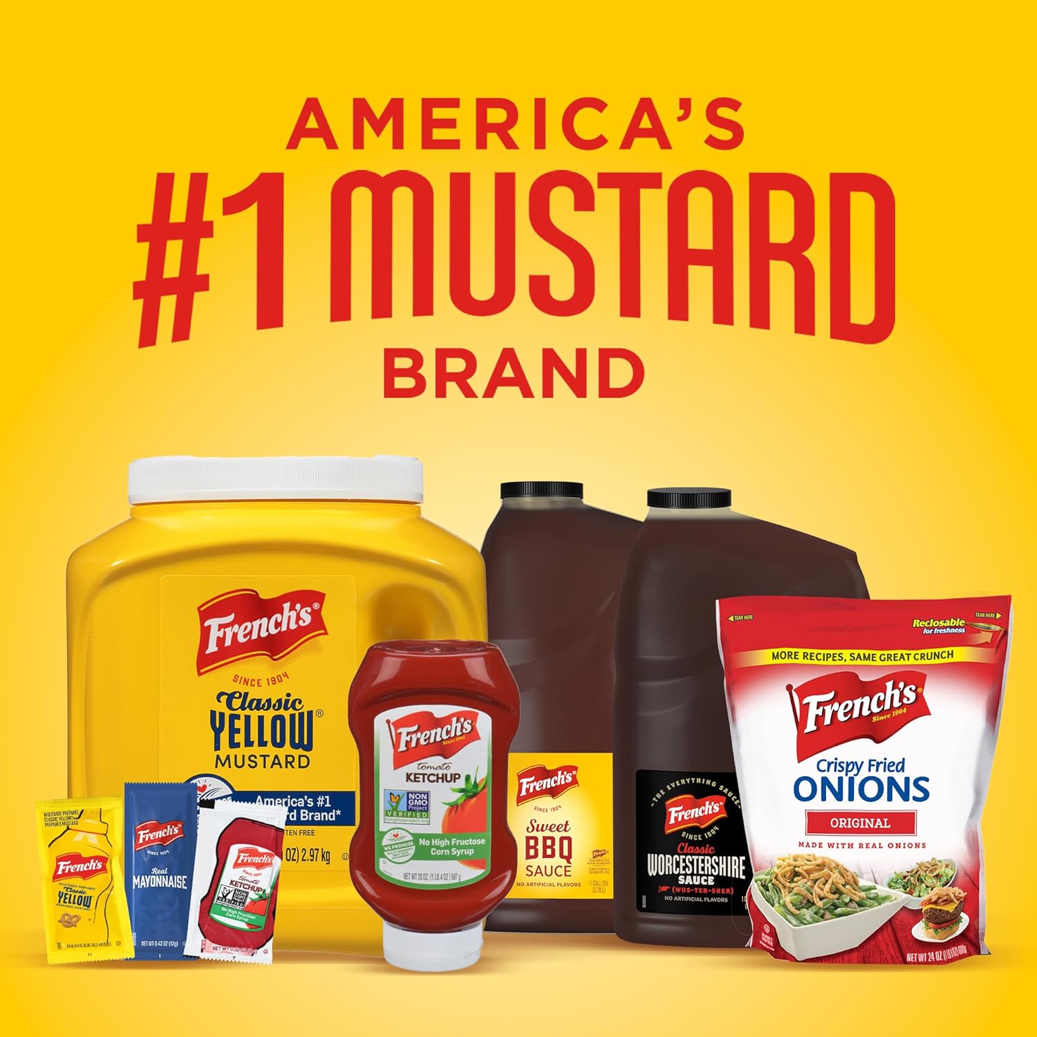 French's Classic Yellow Mustard, 105 oz – Allergen-Free Family Mustard for School Lunches and Allergy-Safe Home Cooking