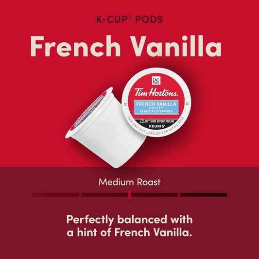 Tim Hortons French Vanilla Coffee, Single-Serve K-Cup Pods for Keurig – Quick Morning Coffee for Remote Workers, 12 Count