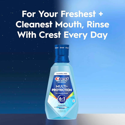 Crest Pro Health Multi-Protection Mouthwash 2 Pack – Alcohol-Free Fluoride Rinse for Daily Self-Care Ritual and Enamel Repair