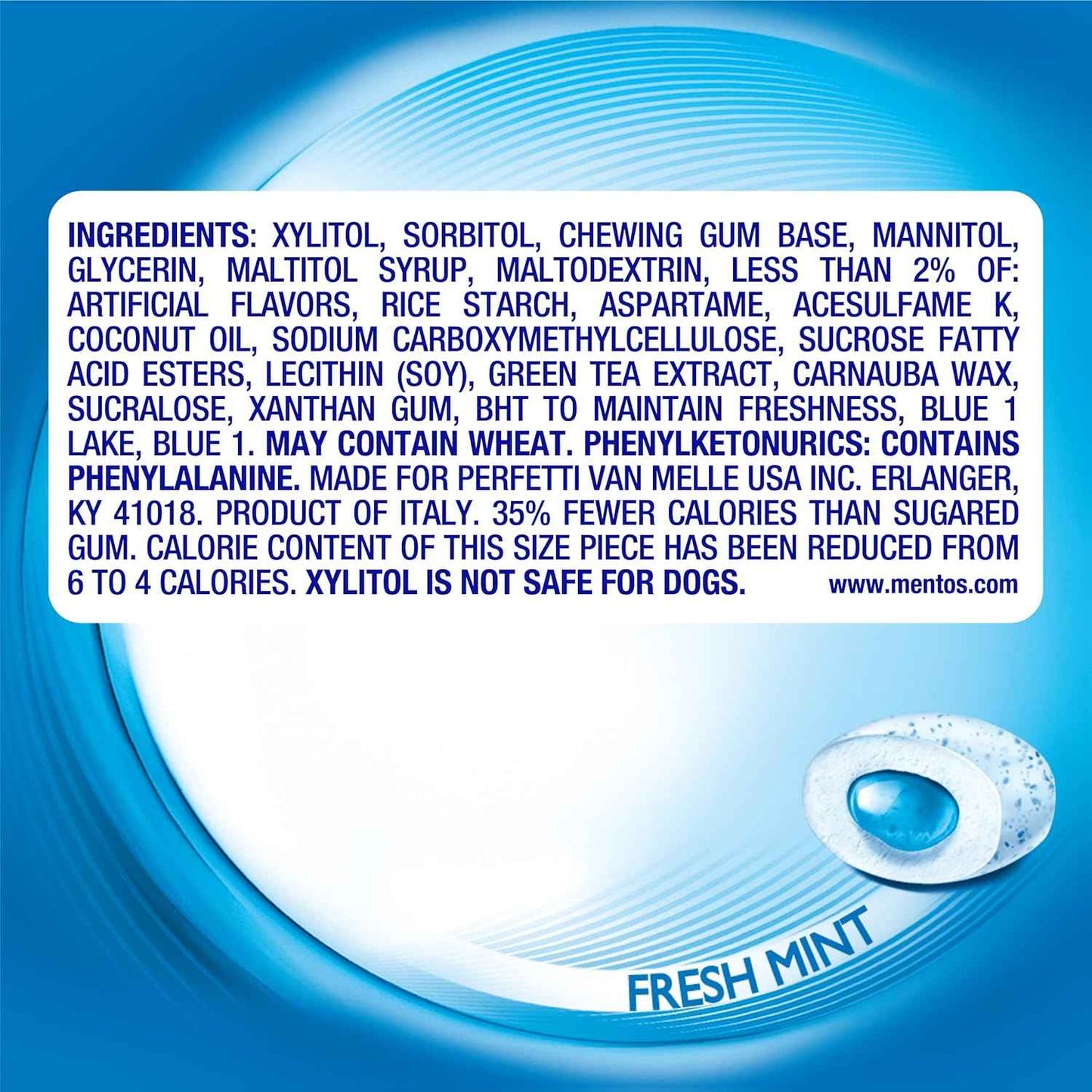 Mentos Pure Fresh Sugar-Free Chewing Gum with Xylitol, Fresh Mint, 120 Piece Bulk Resealable Bag for Open-Office Shared Pantry Stocking