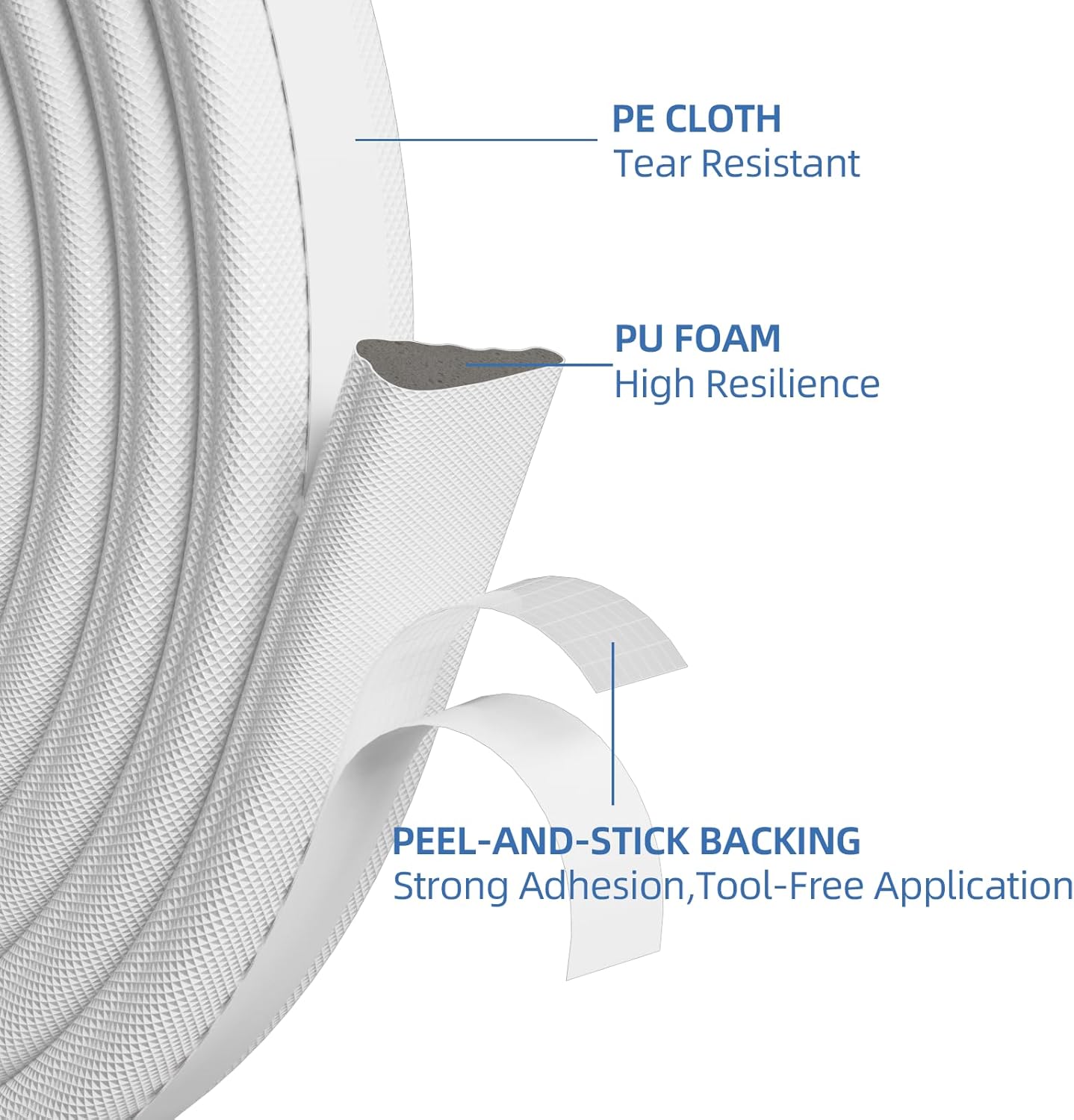 FrostGuard Wedge Foam Weather Strip – Clean White Door Frame Seal for Uncluttered Interiors, Simple Draft Stopper