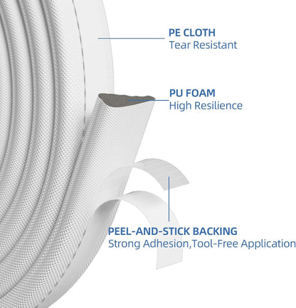 FrostGuard Wedge Foam Weather Strip – Clean White Door Frame Seal for Uncluttered Interiors, Simple Draft Stopper