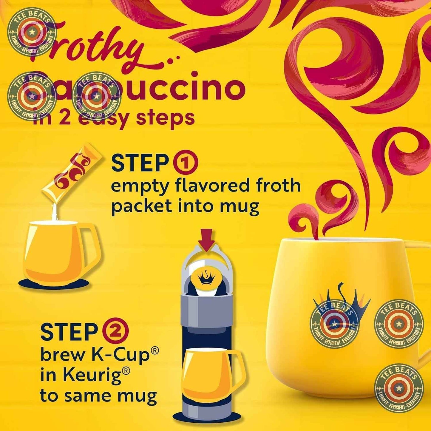 Gevalia Frothy Cappuccino K-Cup Kit – 2-Step Espresso Style Pods for Home Office Focus Sessions