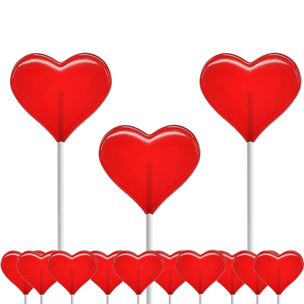 Fruidles Strawberry Heart Lollipops – Sweet Valentine's Day Gift for Her, Individually Wrapped Red Candy in Bulk
