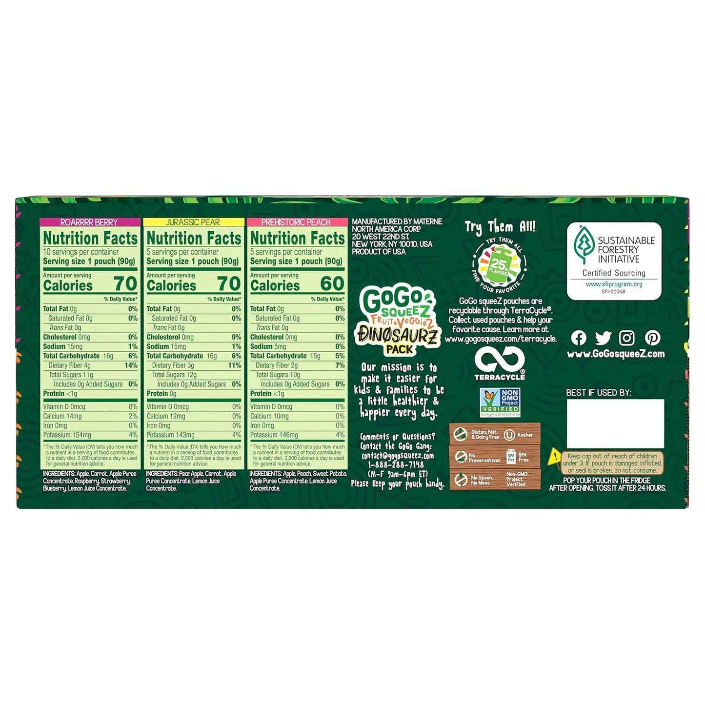 GoGo squeeZ Fruit & veggieZ Variety Pack – Toddler Snack for Lunch Box and Daycare, Unsweetened Squeezable Pouches
