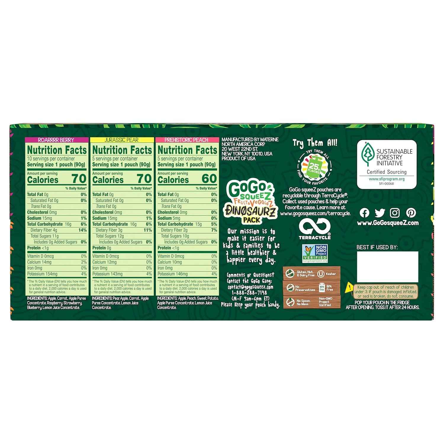 GoGo squeeZ Fruit & veggieZ Variety Pack – Toddler Snack for Lunch Box and Daycare, Unsweetened Squeezable Pouches