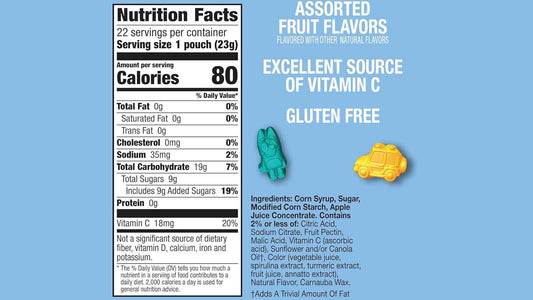 Bluey Fruit Flavored Snacks, Fat Free Gluten Free Treat with Vitamin C for Health Conscious Parents, 22 Count