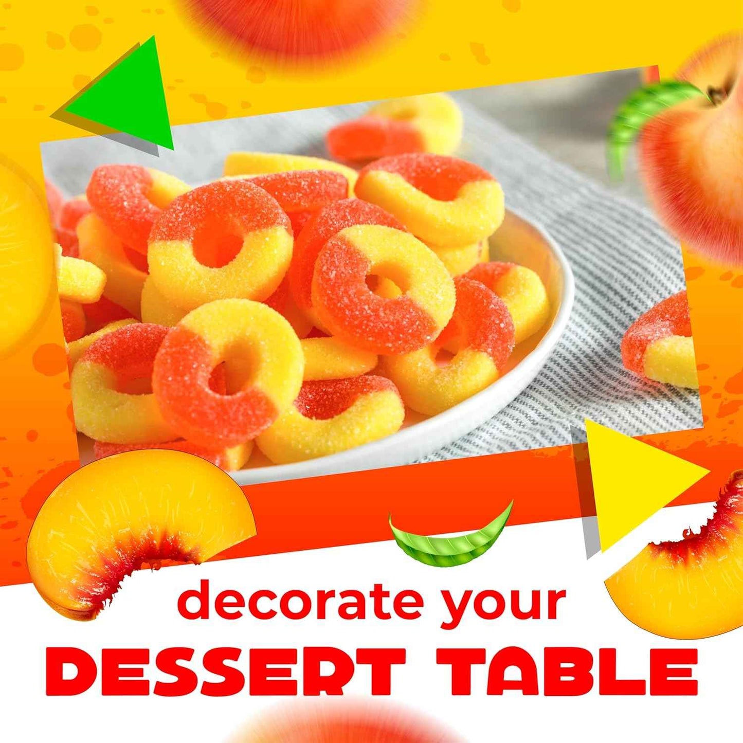 Peachful Peach Rings Gummy Candy | 1lb Bulk Bag | Camping and Road Trip Travel Snack