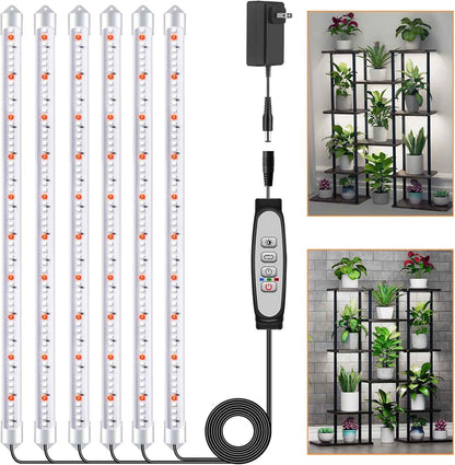Roleadro 2-Bar Full Spectrum Grow Light – Cozy Bedroom Shelf Accent with Warm 6000K Glow and Auto Timer
