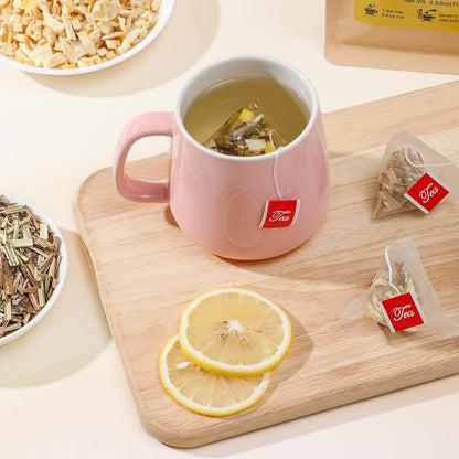 FullChea Lemon Ginger Tea Bags – Caffeine-Free Herbal Digestion Support for Evening Wind-Down Rituals