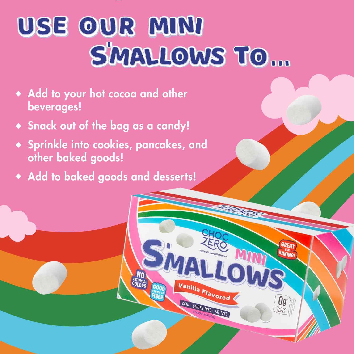 ChocZero Sugar Free Marshmallows – Mindful Keto Treats for Your Wellness Pantry, Guilt-Free Hot Cocoa Topping