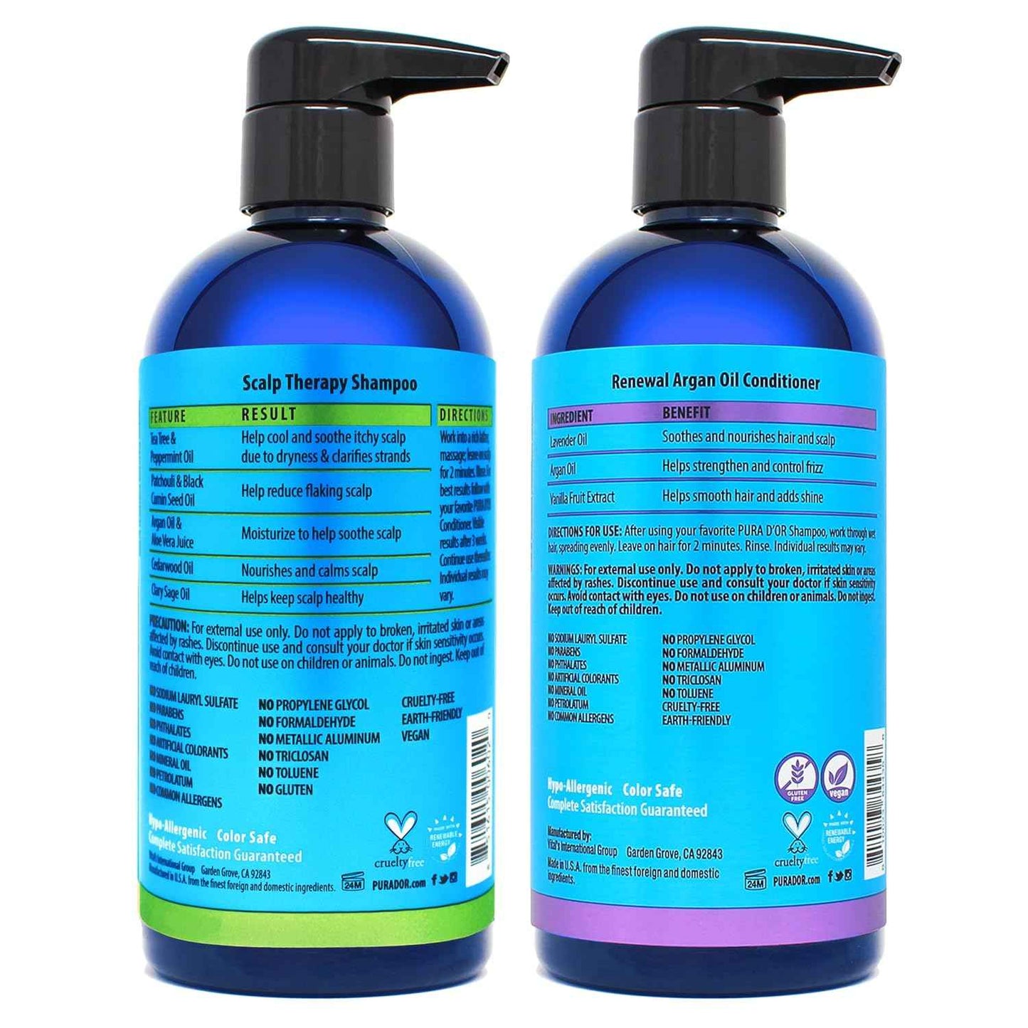 PURA D'OR Scalp Therapy Shampoo & Conditioner Set — Mindful Bath Time Ritual for Dry, Itchy Scalp Relief
