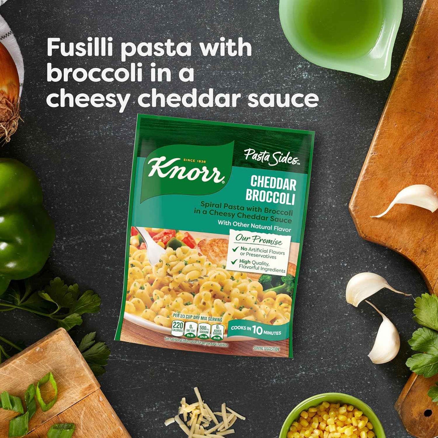 Knorr Pasta Sides Cheddar Broccoli Fusilli – Kid-Approved Weeknight Family Side Dish, Ready in 10 Minutes