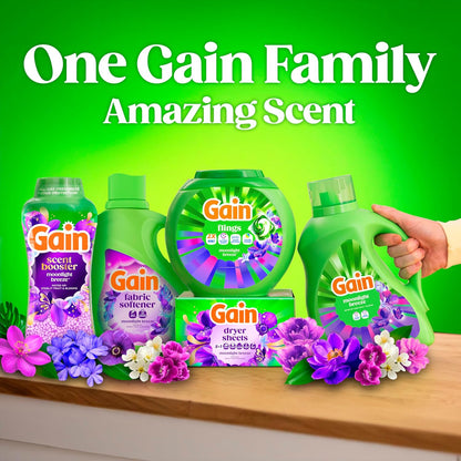 Gain Flings Moonlight Breeze Laundry Pacs – Family-Safe Laundry Pods for Kids' Bedroom & Mudroom, 4-in-1 Odor Defense