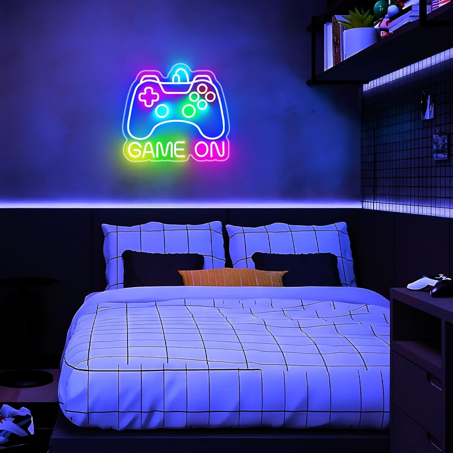 Gamer Neon Sign, USB Powered Gamepad Light - Cool Birthday Gift for Teen Boys, Dimmable Gaming Room Wall Decor for Gamer Kids