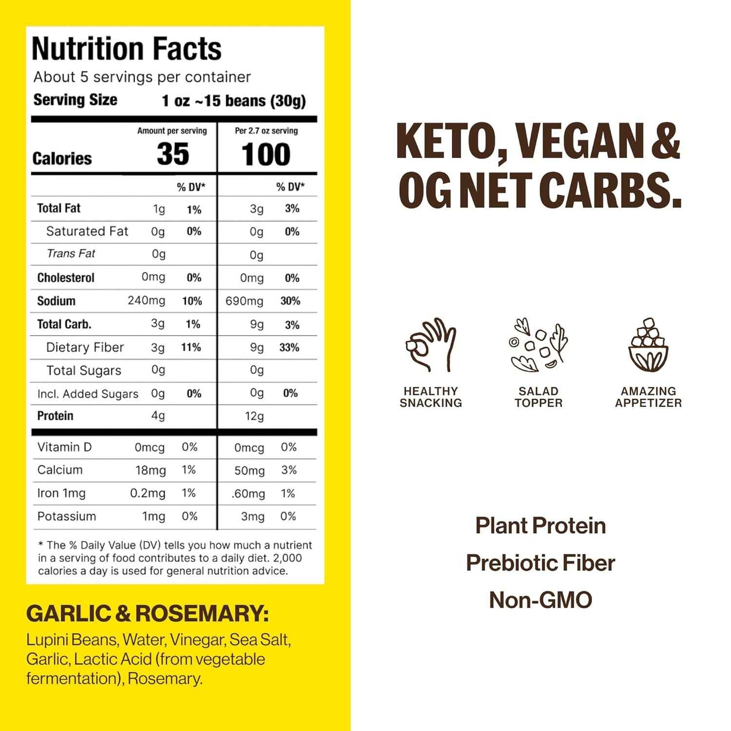 BRAMI Garlic & Rosemary Lupini – Calm Self-Care Snack for Plant-Based Wellness Routines