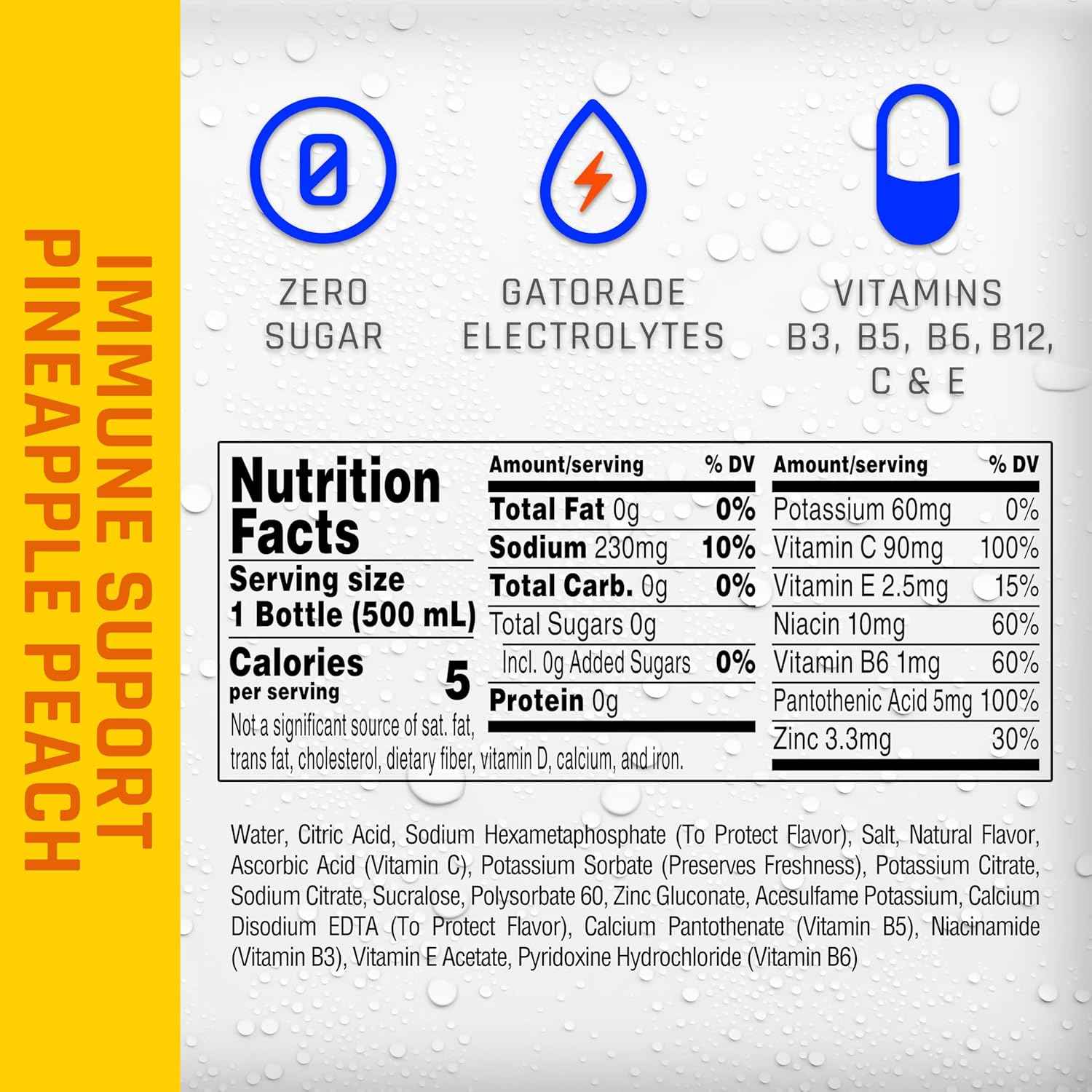 Propel Immune Support Water – Desk-Side Hydration for Focused Workdays in the Home Office, Pine Peach 12 Pack