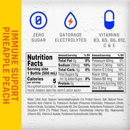 Propel Immune Support Water – Desk-Side Hydration for Focused Workdays in the Home Office, Pine Peach 12 Pack