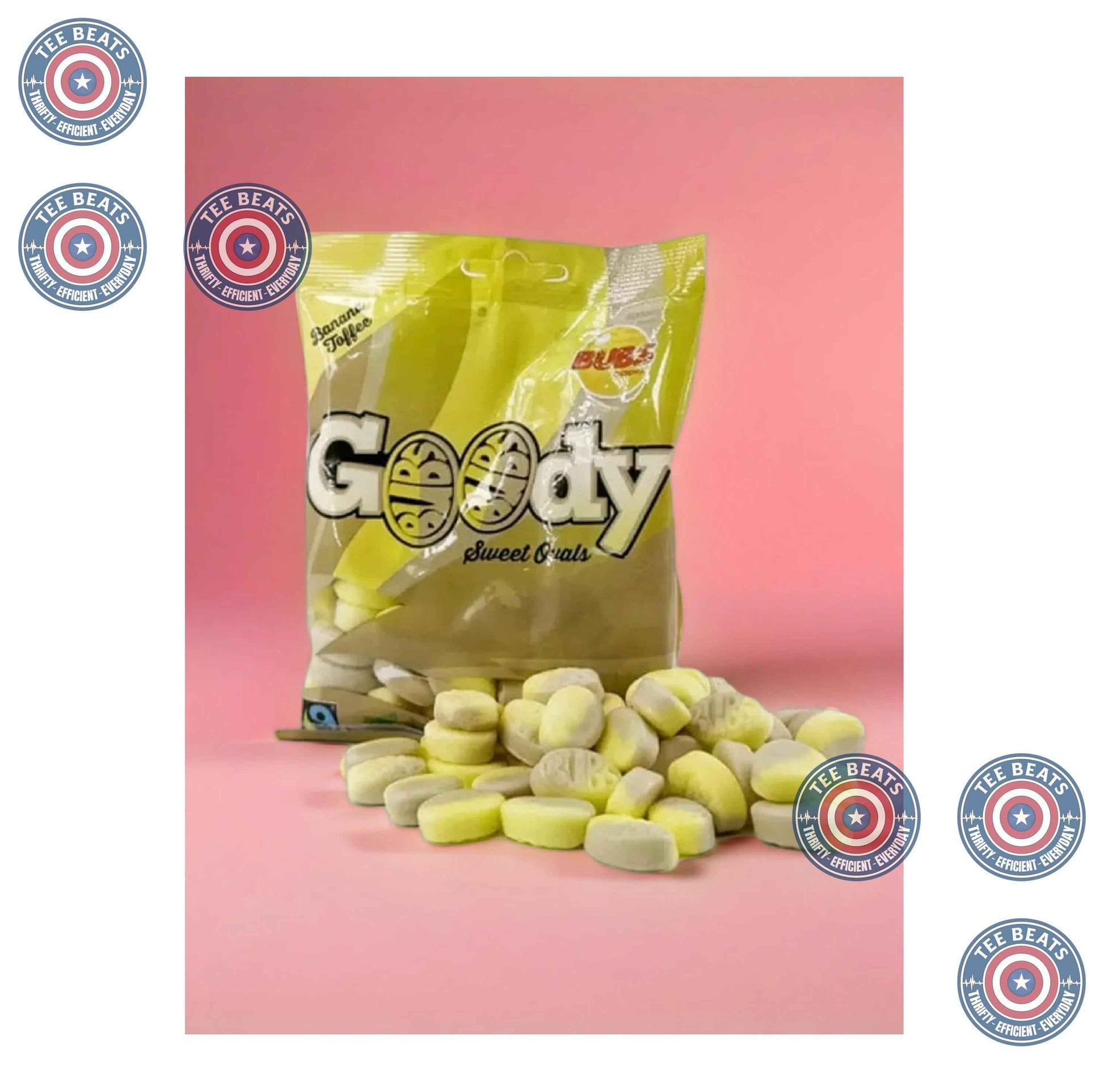 Bubs Goody Sweet Ovals Banana Caramel – Animal-Additive-Free Pick-and-Mix for Clean Ingredient Snacking, 2 x 90g
