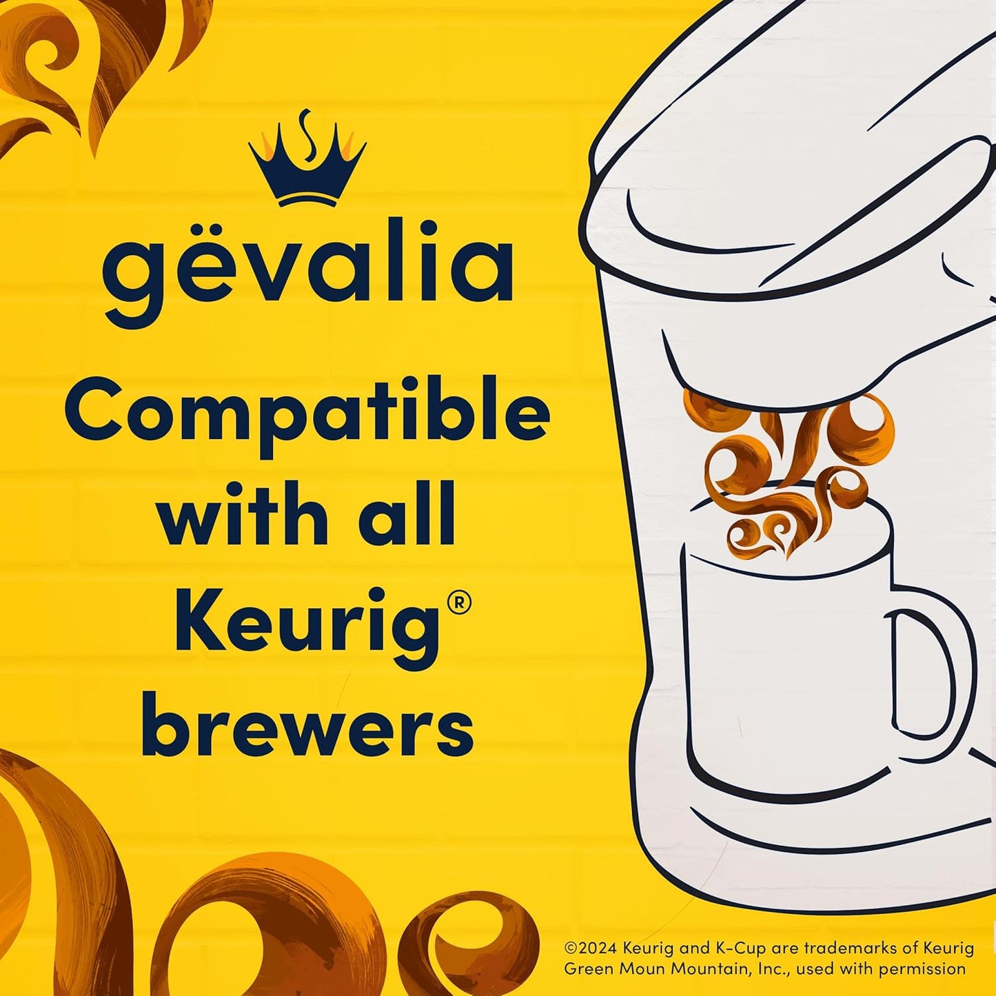 Gevalia Caramel Macchiato K-Cup Pods with Froth Packets – Home Office Coffee Pick-Me-Up, 2-Step Single-Serve Brew for Focus Mornings