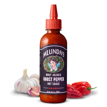 Melinda's Ghost Pepper Hot Sauce - Premium Gourmet Condiment for Elevated Home Dining, Crafted with Bhut Jolokia and Habanero, 10oz