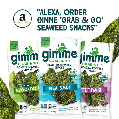 Gimme Seaweed Snacks Organic Roasted Seaweed Kids Lunchbox Pack Non-GMO Healthy School Snack 5 Count