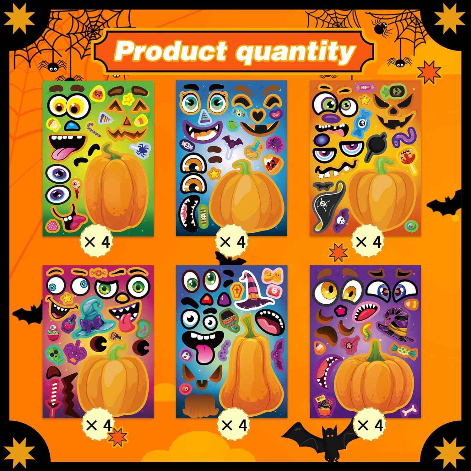 WATINC No-Carve Pumpkin Stickers – Child-Safe Halloween Alternative Eliminating Knife Risk for Family Craft Time