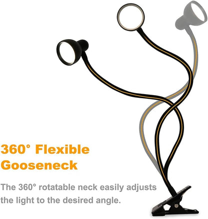 Glocusent Clip-on Desk Light - Focused Home Office Task Lamp, Flicker-Free 3 Color Modes for Late Night Work