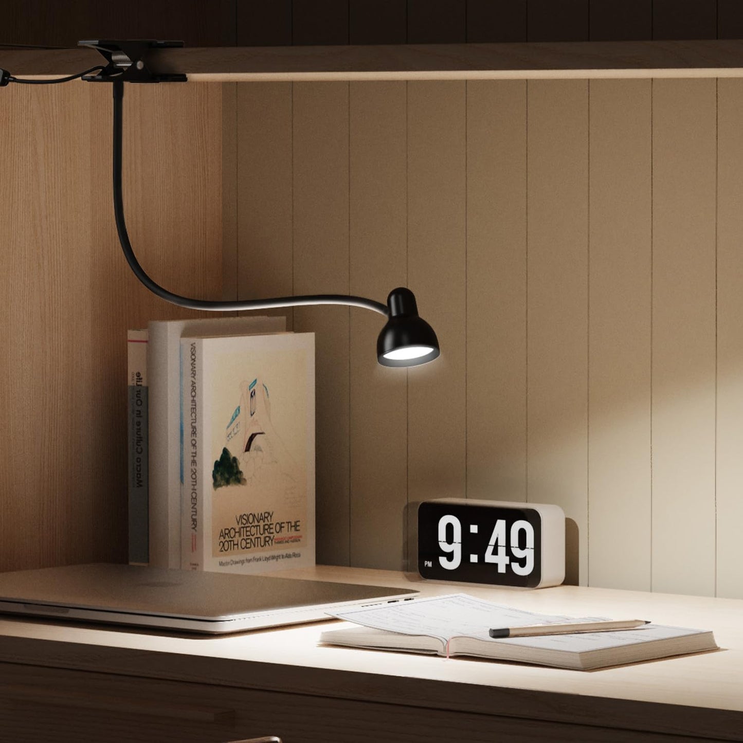 Glocusent Clip-on Desk Light - Focused Home Office Task Lamp, Flicker-Free 3 Color Modes for Late Night Work