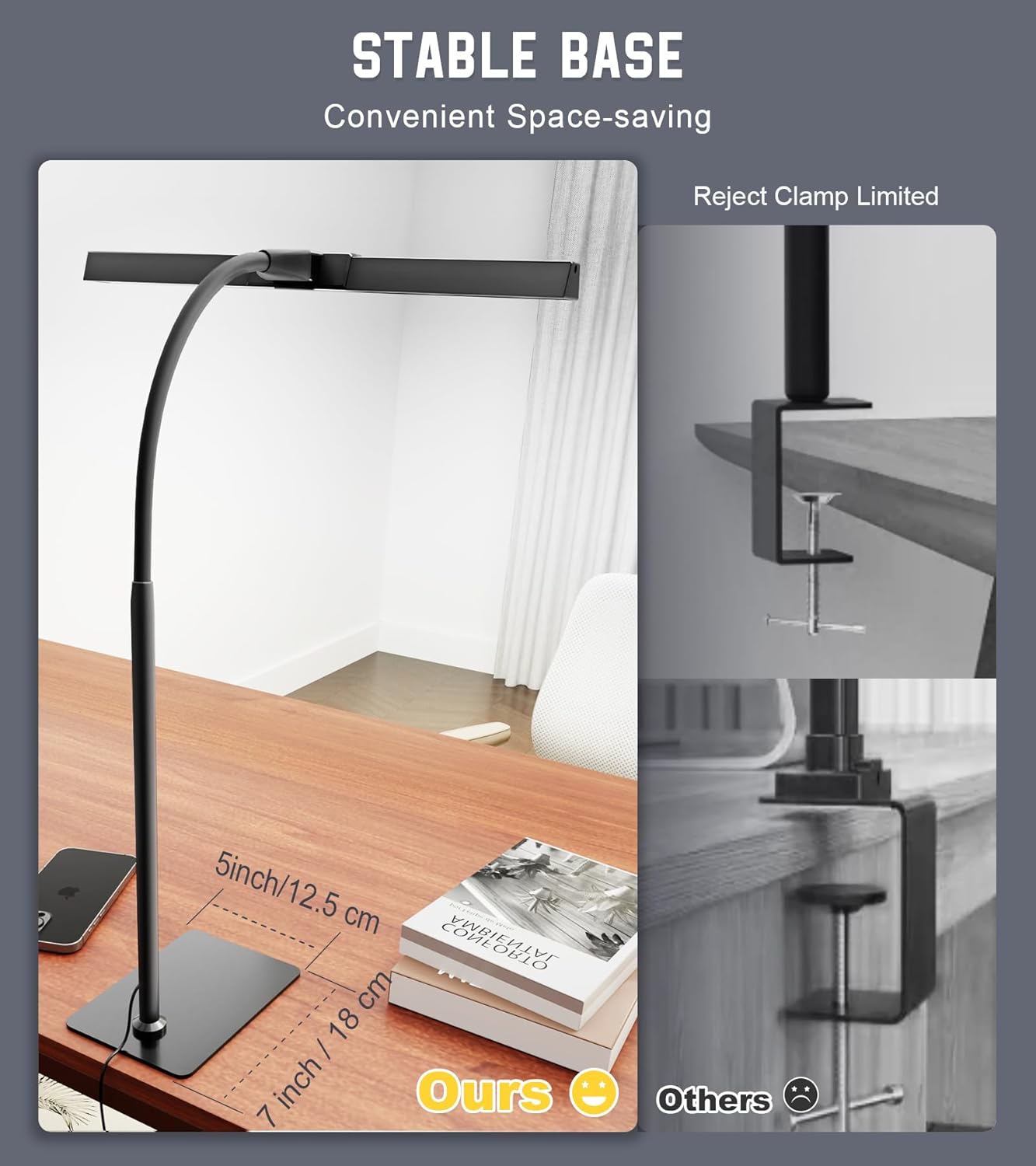 GlowStar Matte Aluminum LED Desk Lamp for Modern Home Office, Sleek Black Architect Light Bar for Stylish Workspace Decor