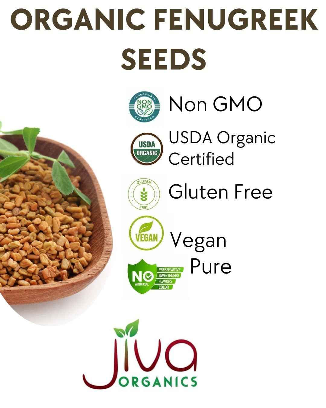Jiva Organic Fenugreek Seeds 7 Ounce – Hormone-Balancing Methi Seeds for Nightly Wellness Rituals & Soothing Herbal Tonics