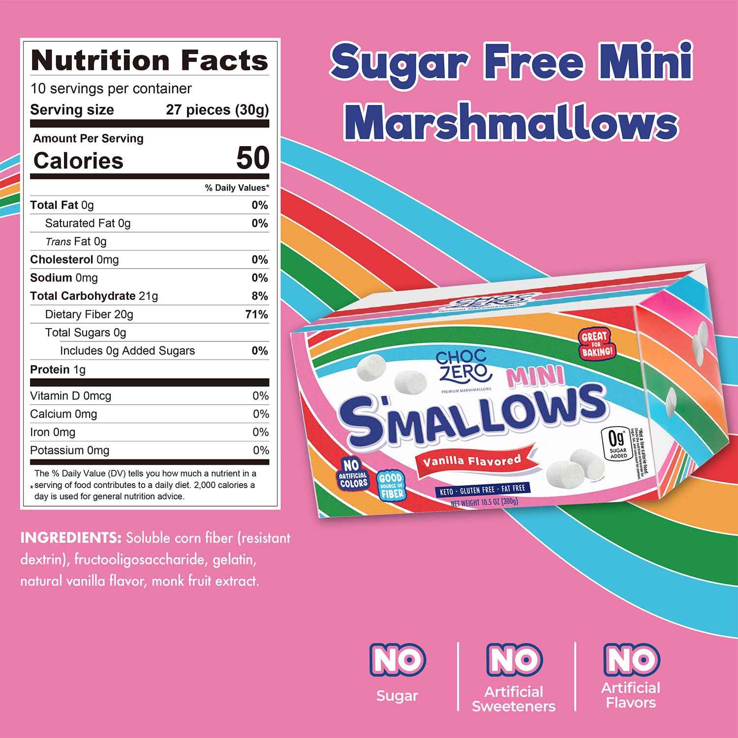 ChocZero Sugar Free Marshmallows – Mindful Keto Treats for Your Wellness Pantry, Guilt-Free Hot Cocoa Topping