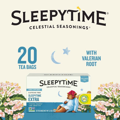Celestial Seasonings Sleepytime Extra – Worry-Free Bedtime Tea for Senior Citizens, Caffeine-Free and Additive-Free Herbal Blend, 240 Count