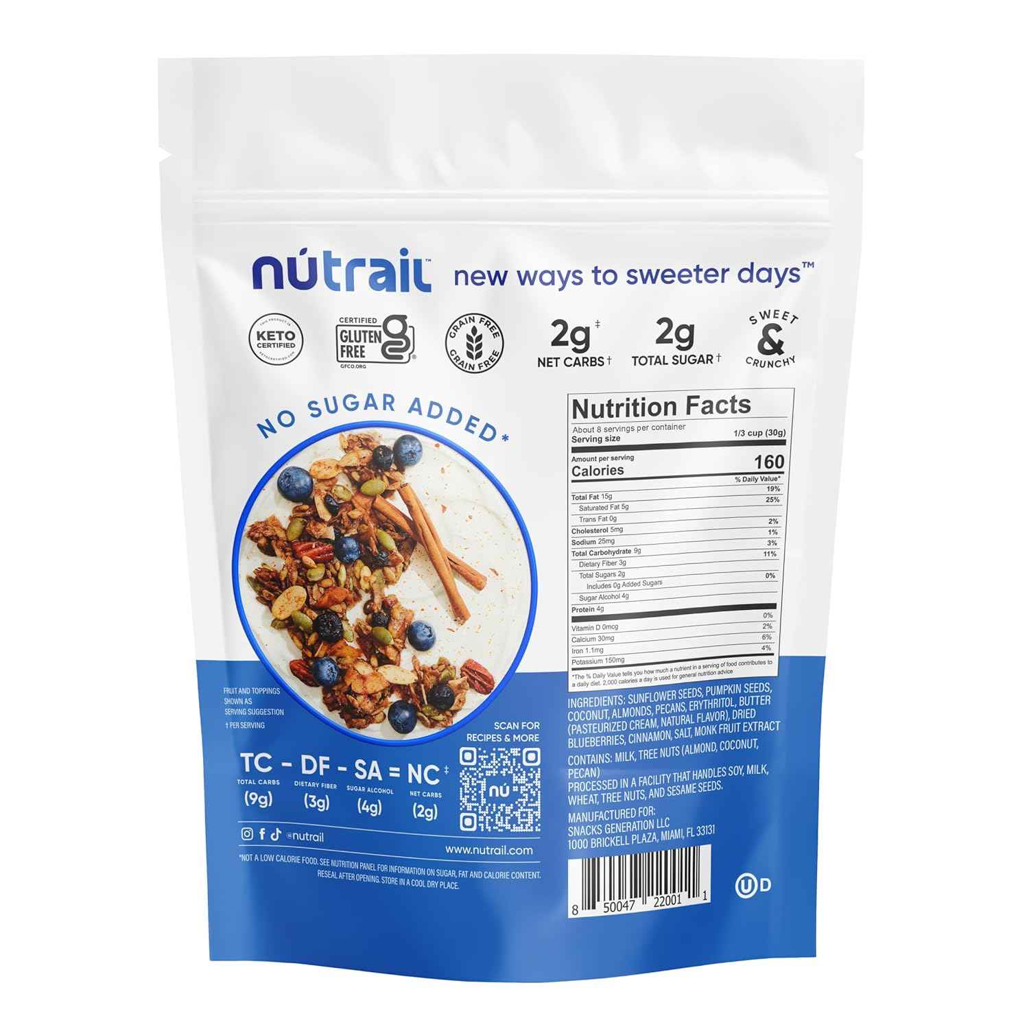 NuTrail Blueberry Cinnamon Granola – Focused Desk Snack for Intermittent Fasting Professionals