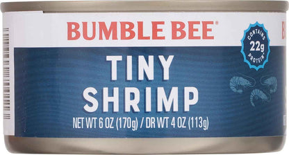 Bumble Bee Pre-Cooked Shrimp 6 oz Can – Non-Perishable Seafood for Hiker and Camper Pantries