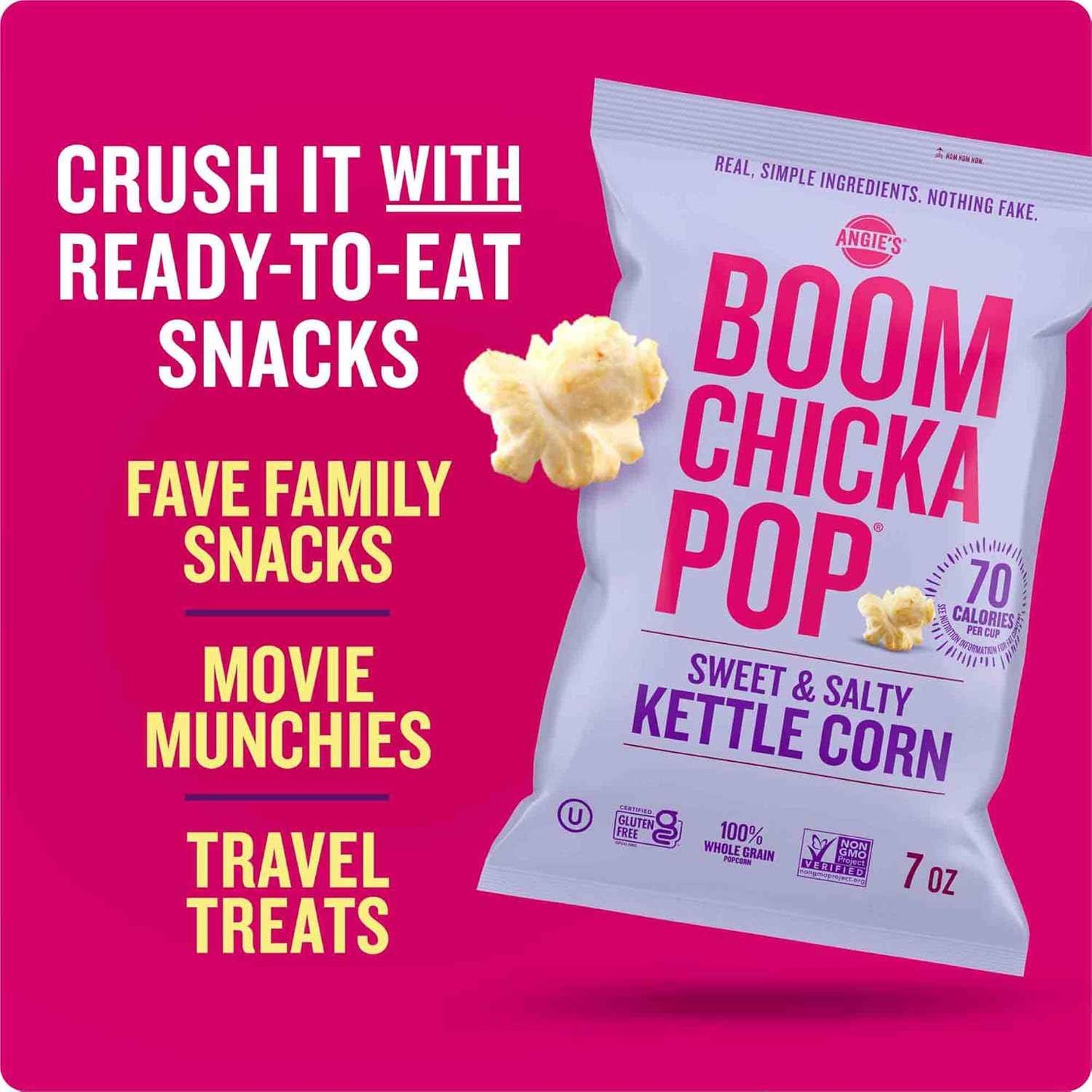 Angie's Boomchickapop Kettle Corn – Clean-Ingredient Snack for Kid-Safe Lunchbox Packing
